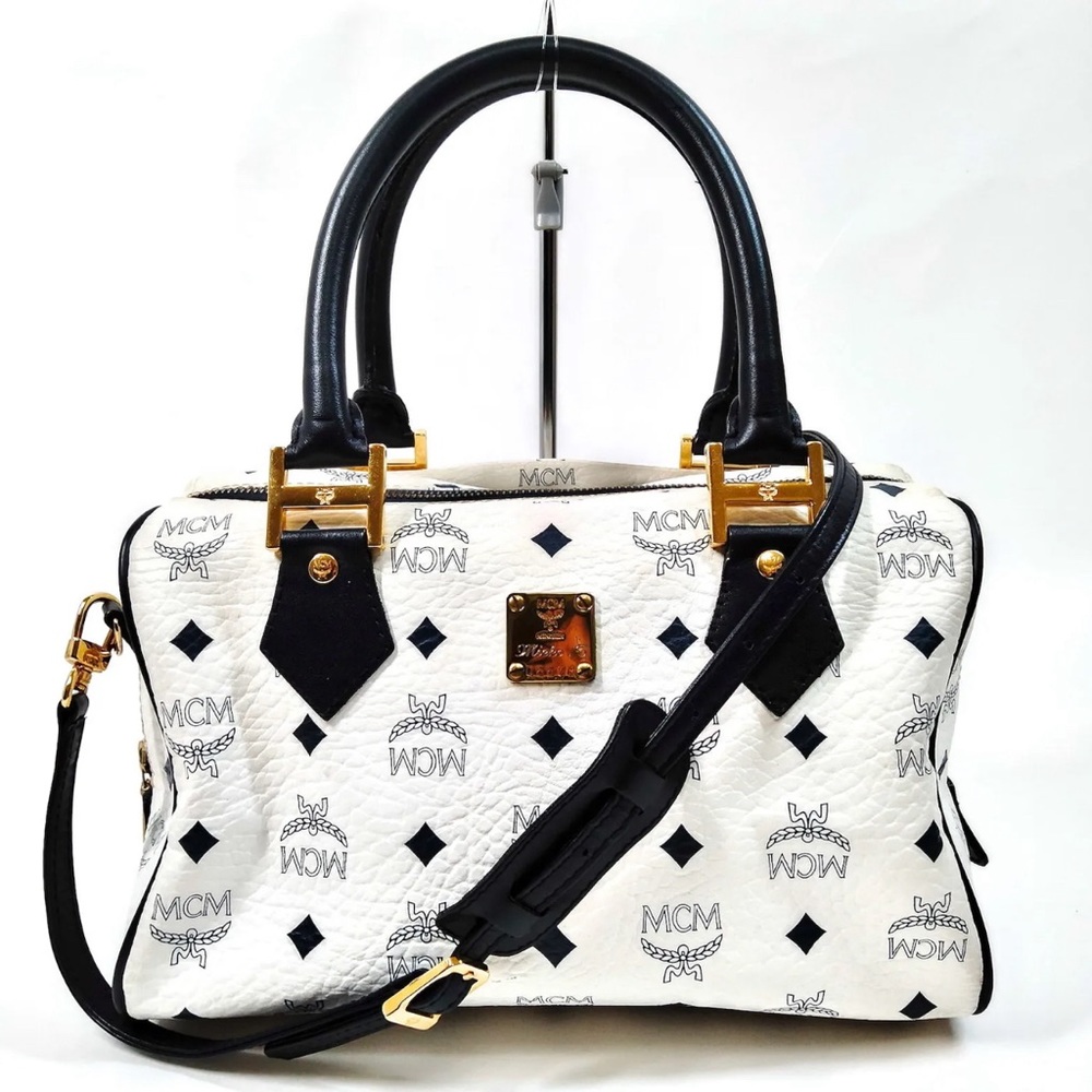 Mcm Speedy 25 Handbag White and Navy